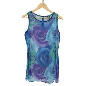 HANA Oversized Rose Floral Mini Dress Size Large Y2K Made in USA